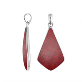 Sterling Silver Red Coral Geometric Pendant With Bold Red Charm And Balinese Elegance.